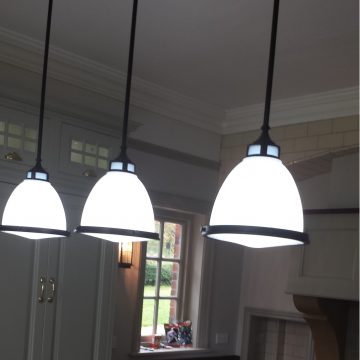 Pendant lights installed above a kitchen island